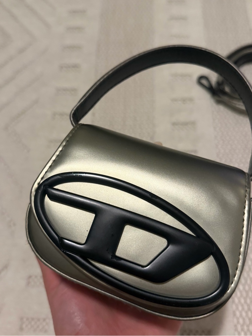 Diesel Metallic Green Mini Bag with Black Logo